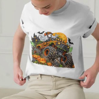 T-shirt Camion de citrouille de fantôme effrayant