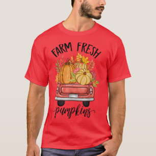 T-shirt Camion de citrouilles frais de la ferme Feuilles d