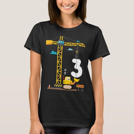 T-shirt Camion de construction 3 Anniversaire 3ème Anniver (Devant)