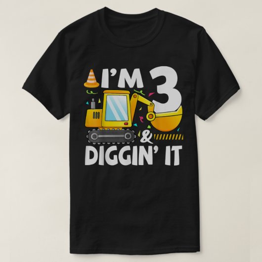T-shirt Camion de construction 3e anniversaire garçon 3 tr (Design devant)