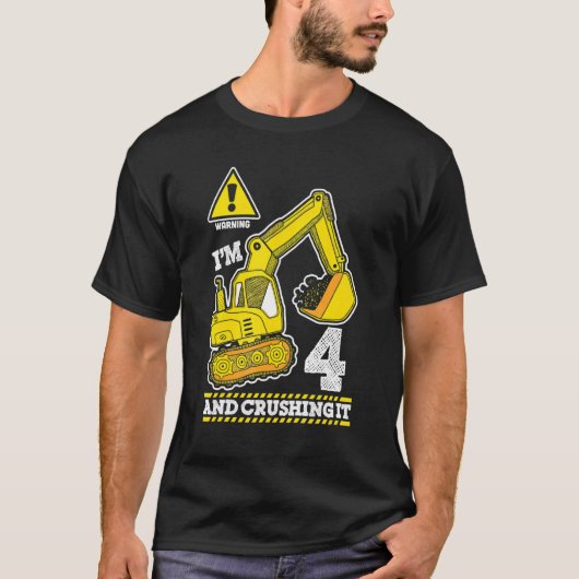 T-shirt Camion de construction 4e anniversaire 4 ans Digge (Devant)