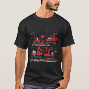 T-shirt Camion de construction de la Saint-Valentin coeurs