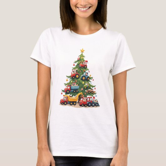 T-shirt Camion de construction de Noël (Devant)