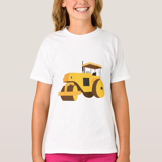 T-shirt Camion de construction de rouleau routier (Devant)