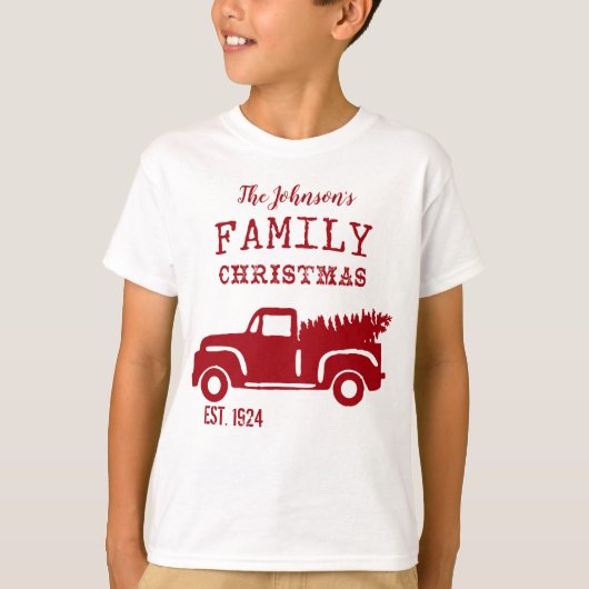 T-shirt Camion de ferme familiale Enfants Red (Devant)