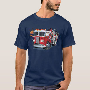 T-shirt Camion de feu de Noël de dessin animé