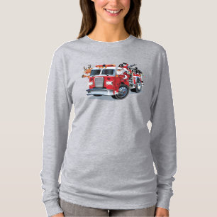 T-shirt Camion de feu de Noël de dessin animé