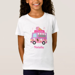 T-Shirt Camion de Glace Rose Violet Sucré Pour Filles