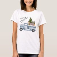 Camion de Noël avec pins et animaux de forêt