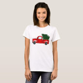 T-shirt Camion de Noël Rouge Fête de Noël Russe (Devant entier)