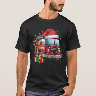 T-shirt Camion de pompiers Chapeau de Père Noël Éclairage