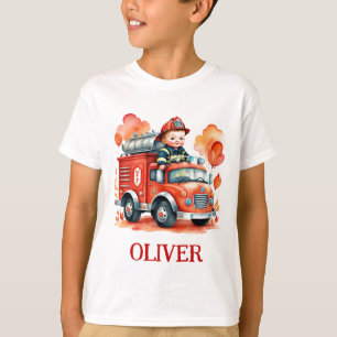 T-shirt Camion de pompiers mignon et pompier
