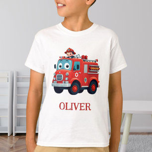 T-shirt Camion de pompiers mignon et pompier
