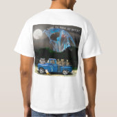 T-shirt Camion de ramassage bleu et équipage de squelette (Dos)