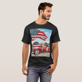 T-shirt Camion de ramassage rouge : Drapeau américain Vint (Devant entier)