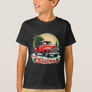 T-shirt Camion de ramassage rouge Joyeux Arbre de Noël Vac