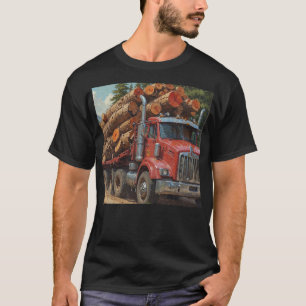 T-shirt Camion d'exploitation forestière dans les montagne
