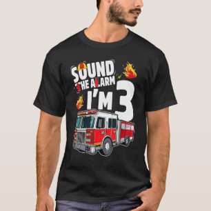 T-shirt Camion d'incendie 3e anniversaire garçon pompier 3