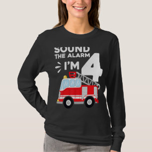 T-shirt Camion d'incendie 4e anniversaire pompier 4 ans
