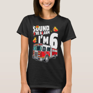 T-shirt Camion d'incendie 6e anniversaire garçon pompier 6
