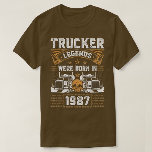 T-shirt Camion Driver Legend Birthday Trucker Born In 1987 (Design devant)