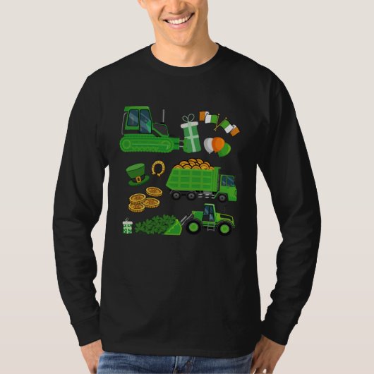 T-shirt Camion grue de véhicule de construction St Patrick (Devant)