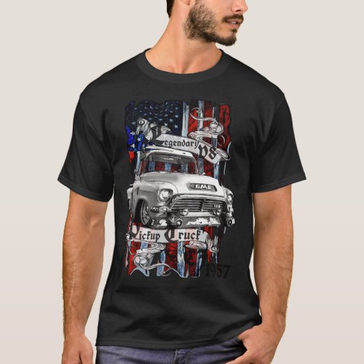 T-shirt Camion légendaire V8 Pickup CJ 1957 (Devant)