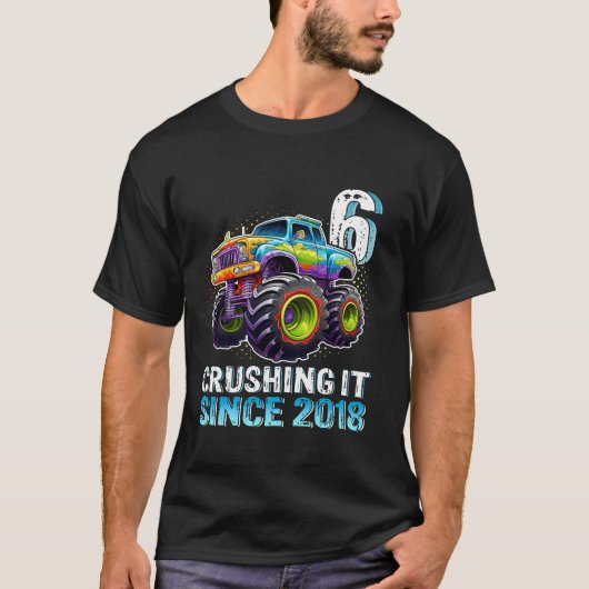 T-shirt Camion Monster 6 ans Garçons 6e fête anniversaire  (Devant)