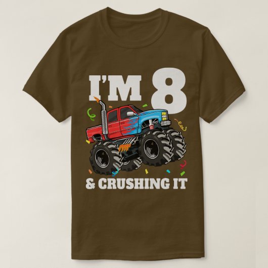 T-shirt Camion Monster 8e anniversaire garçon 8 ans (Design devant)