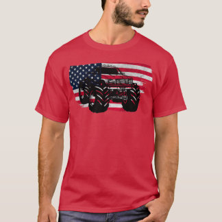 T-shirt Camion Monster avec Drapeau américain