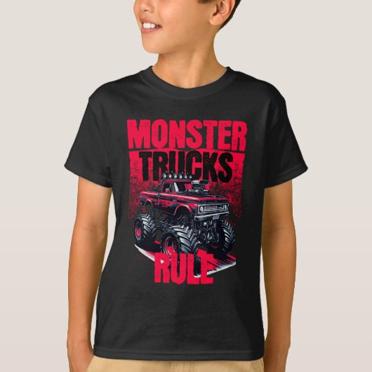 T-shirt Camion Monster cool noir et rouge (Devant)