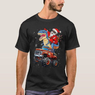 T-shirt Camion Monster Santa Claus équitation T Rex Dinosa