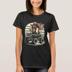 T-shirt Camion Monstre Chaud De Conduite De Hotdog 4 Juill
