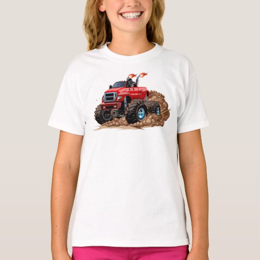 T-shirt Camion monstre de dessin animé (Devant)