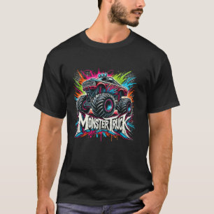 T-shirt Camion Monstre Rétro Graffiti Coloré Tout-Petits V