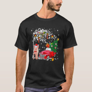 T-shirt Camion père Noël Pig Red Pickup transportant un ar