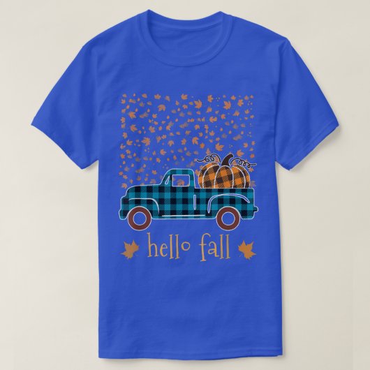 T-shirt Camion Plaid Citrouille Buffalo Halloween Hello Fa (Design devant)