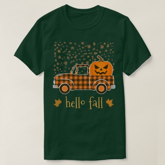 T-shirt Camion Plaid Citrouille Buffalo Halloween Hello Tr (Design devant)