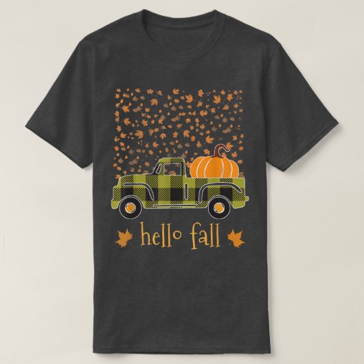 T-shirt Camion Plaid Citrouille Buffalo Halloween Hello Tr (Design devant)