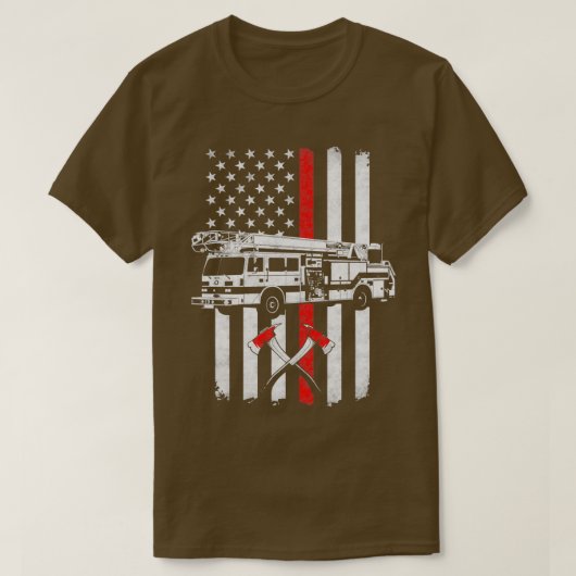 T-shirt Camion pompier drapeau américain Classic TShir (Design devant)