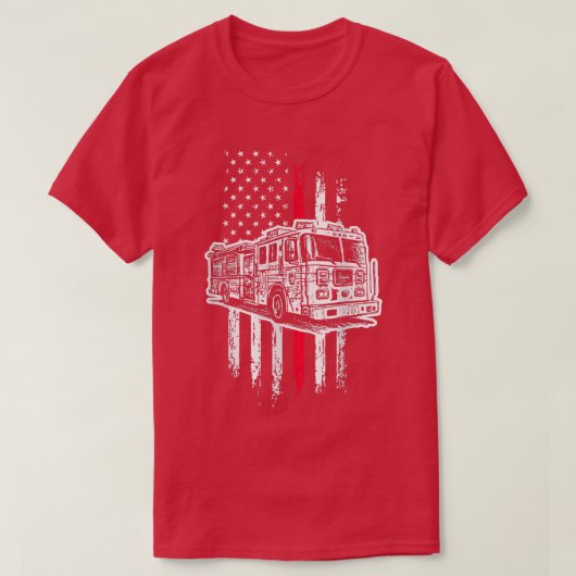 T-shirt Camion pompier du drapeau américain (Design devant)
