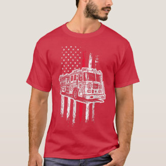 T-shirt Camion pompier du drapeau américain