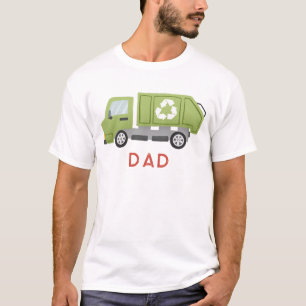 T-shirt Camion poubelle vert véhicule de déchets de papa c