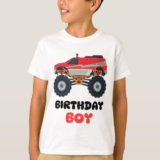 T-shirt Camion Red Monster Birthday Boy