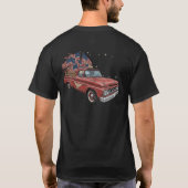 T-shirt Camion rouge 4 juillet avec drapeaux américains (Dos)
