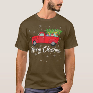 T-shirt Camion Rouge Amant Xmas Lumières Arbre Camion Roug
