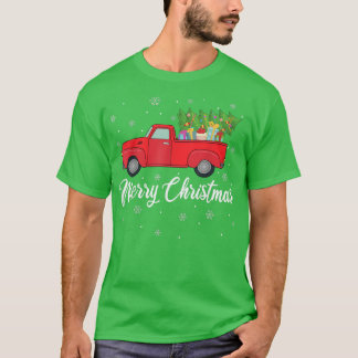 T-shirt Camion Rouge Amant Xmas Lumières Arbre Camion Roug