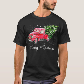 T-shirt Camion rouge Arbre de Noël Camion Vintage de ramas