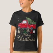 T-shirt Camion Rouge Avec Buffalo Plaid Et Léopard Noël (Devant)