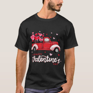 T-shirt Camion rouge avec Heureuse Sainte-Valentin de coeu